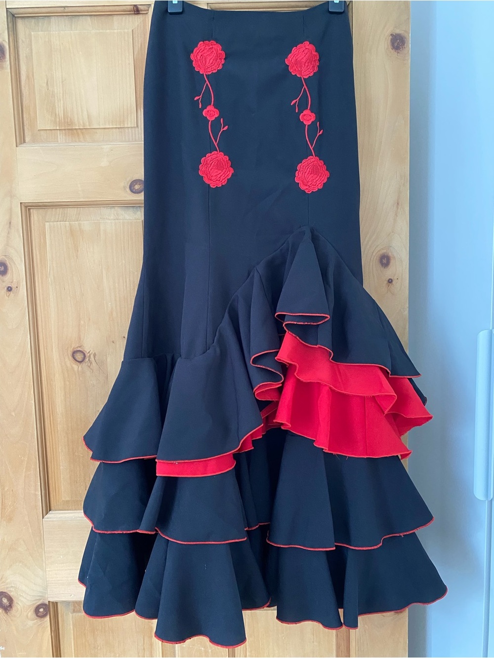 Black & Red Ruffled Flamenco Skirt